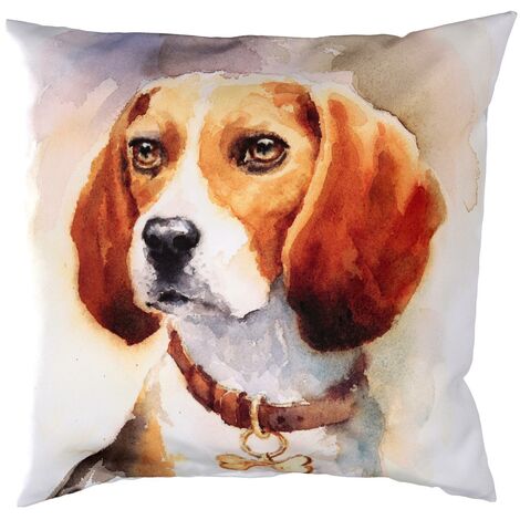 Housse De Coussin 44x44 Cm - Motif Chien Dessiné - Polyester - NEUF
