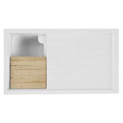 Meuble en bois avec évier et couvercle de machine à laver