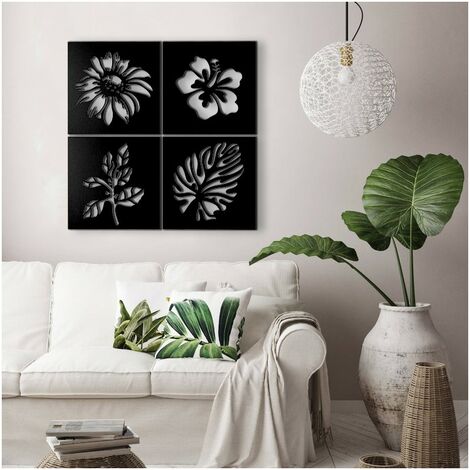 Décoration murale abstraite noire 40 x 40 x 4 cm (1/5)