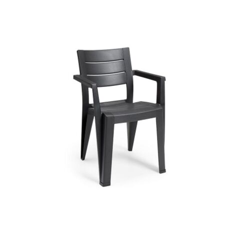 Keter – Fauteuil de jardin en résine – Design moderne – Confort optimal – Pour intérieur et extérieur – Couleur graphite (1/3)