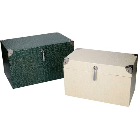 Boîte en bois 1-2 recouverte de cuir écologique rectangulaire cm35x22h20 (1/5)