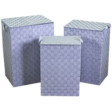 Panier polyester ligné gris rectangulaire 1-3 cm40x30h55 (1/5)