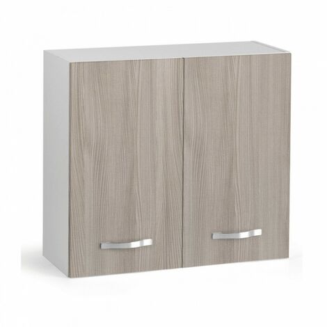 Argonauta – Meuble égouttoir mural modulable pour cuisine orme – Dimensions 80x32xH72 cm – 2 portes avec finition chromée – Équipé de 2 égouttoirs internes - 80x32xH