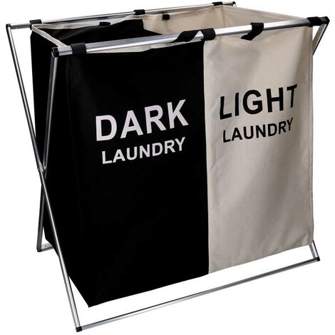 Panier en tissu blanc et noir pliable double cm60x39h60 (1/5)