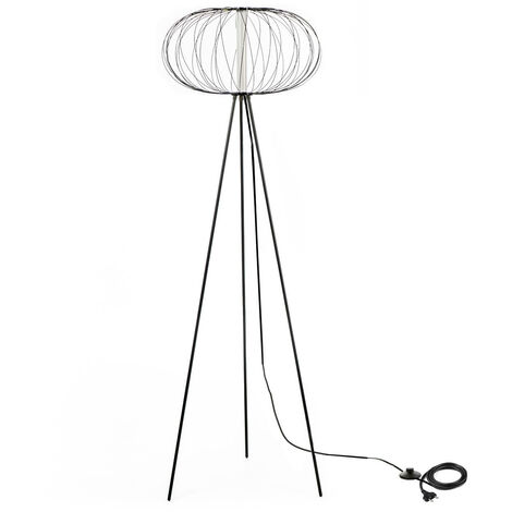 Lampadaire en acier avec abat-jour noir brillant 50x50x150h cm (1/3)