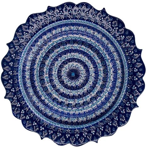 Piatto décoratif céramique bleu ø30x3 cm (1/4)