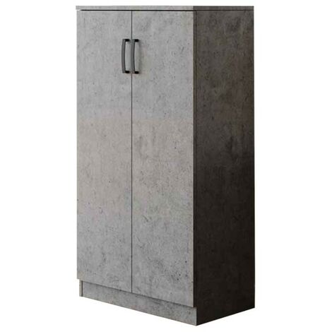 Meuble à chaussures polyvalent bois mélaminé gris ciment 2 portes h130x71x38 (1/3)