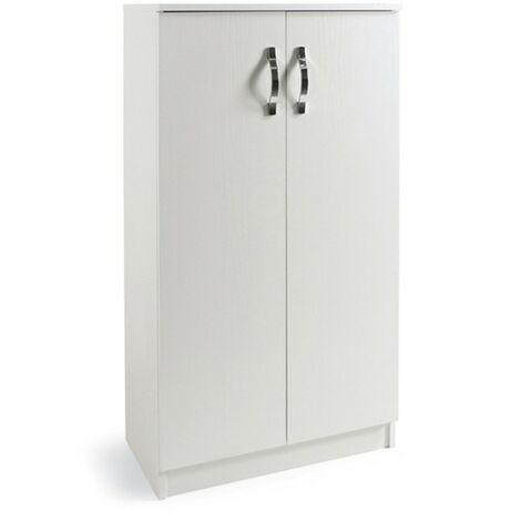 Meuble à chaussures polyvalent blanc en bois mélaminé 2 portes h130x71x38 (1/5)