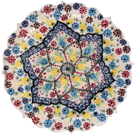 Piatto décoratif en céramique blanc ø30x3 cm (1/4)