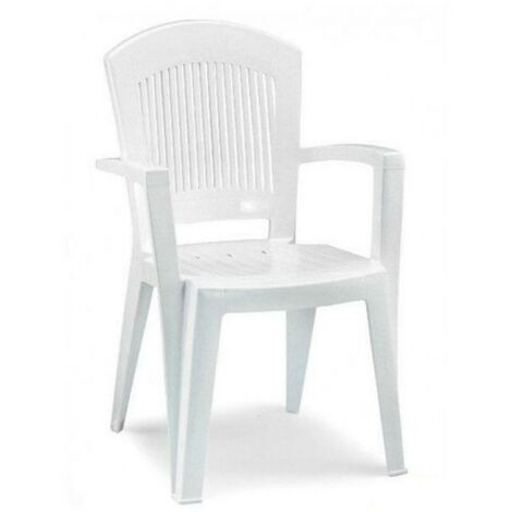 Fauteuil de jardin empilable en résine blanche – Résistant aux rayures – 100% recyclable – Dimensions 60x60x91cm – Scab (1/3)