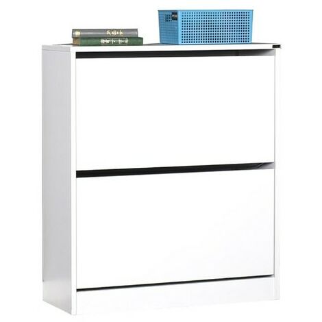 Meuble à chaussures avec 2 portes battantes blanches brillantes 73x26xh.84 cm (1/3)