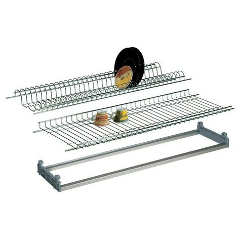 Kit égouttoir à vaisselle encastrable chromé avec cadre réglable 86x25 cm (1/3)