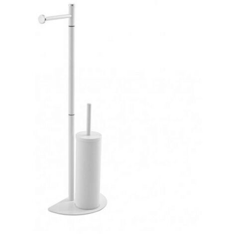 Support de toilette blanc peu encombrant avec porte-brosse et porte-papier