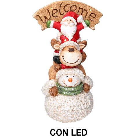 Résine LED Père Noël avec renne et marionnette 27,5x20h48 cm (1/5)