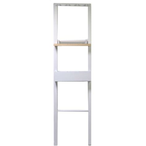 Support en bois blanc avec 4 crochets avec étagère cm40x13xh160 (1/5)