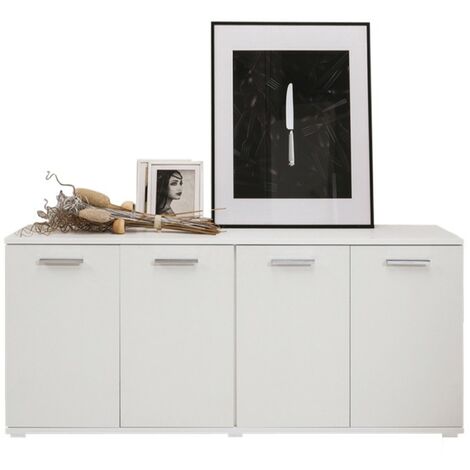 Meuble de salon polyvalent blanc en bois mélaminé 180x80x45 cm (1/5)
