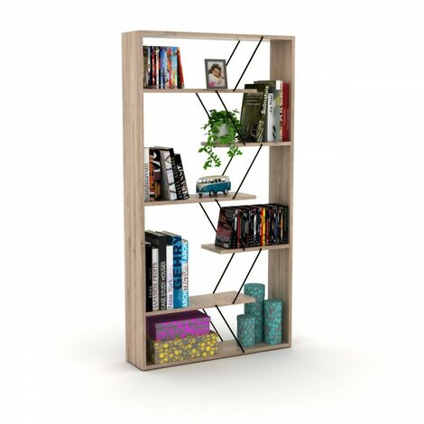 Bibliothèque moderne diviseur moderne en chêne noir 84 x 22 x 157 h cm (1/5)