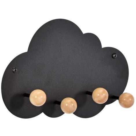 Porte-manteau Enfant « Nuage » Blanc - En MDF/pin, Dimensions 48x12x22 Cm - Décoration Murale Chambre D'enfant - 5
