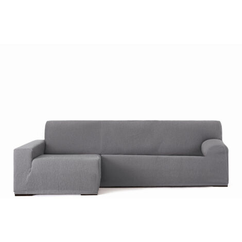 Housse de canapé Troya élastique péninsule gauche gris accoudoir long 250/310 (1/5)