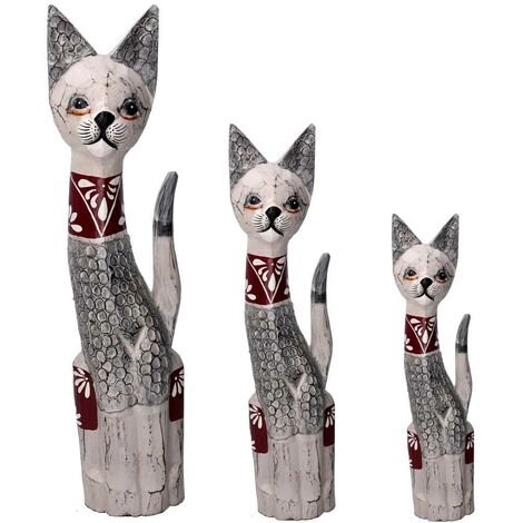 Chat Assis En Bois D'hibiscus – Sculpture Main, Commerce équitable, Indonésie