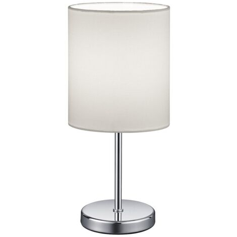 Lampe à poser chromée Jerry Abat-jour blanc Ø13 cm Trio Lighting
