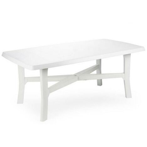Table de jardin en résine blanche 180x100 cm – Résistante aux intempéries – Pour 6 personnes – Légère et maniable – Saturnia (1/2)