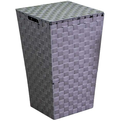 Panier carré en polyester gris doublé cm33x33h53 (1/5)