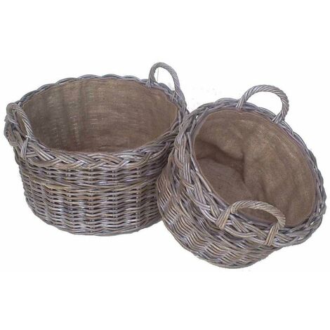 Panier Cloe 1-2 c-m rond cm57h30-40 avec doublure en jute (1/3)