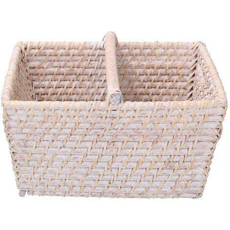 Panier Osier Rectangulaire Panier De Rangeent Rectangulaire En Jacinthe D'eau Naturelle, Taille L Panier Rectangulaire