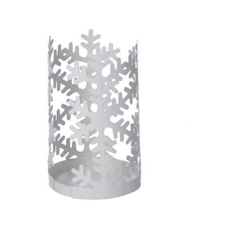Porte-gobelet rond en métal flocon de neige blanc cm ø8h20 (1/5)