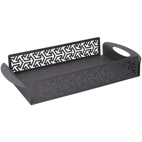 Plateau rectangulaire en métal flèches gris foncé cm41x20h6,5 (1/5)