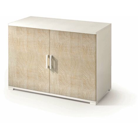 Meuble avec double porte et étagère blanche avec portes en chêne (1/3)