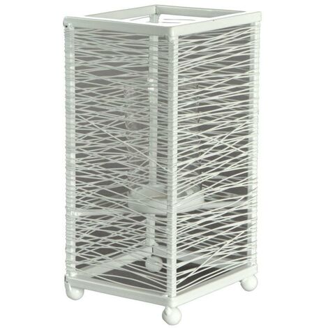 Porte-bougie en métal blanc petit cm11x11h23 (1/4)