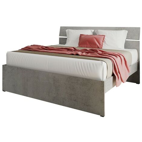 Lit simple et demi pour chambre en couleur gris béton cm 200x131xH 98 (1/3)
