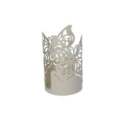 Porte-gobelet rond en métal papillon crème cm ø8h20 (1/5)