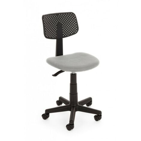 Petite chaise de bureau à roulettes grises (1/5)