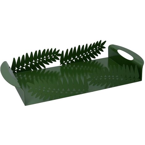 Plateau rectangulaire en métal feuille de laurier vert foncé cm41x20h6,5 (1/5)