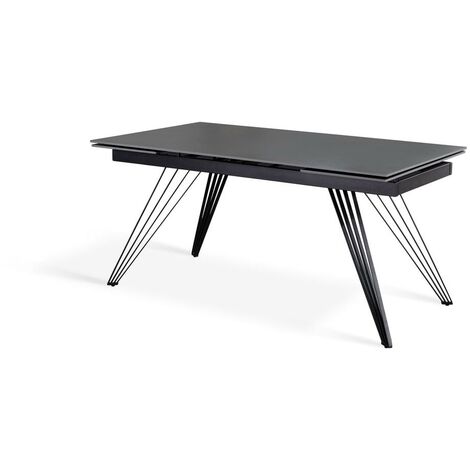 Table extensible gris vintage-noir mat 90 cm x 160-240 cm H. 76 cm (1/5)