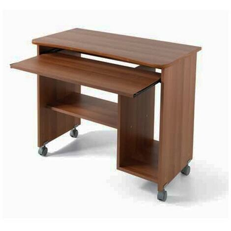 Argonauta – Bureau droit en noyer antique avec roulettes – Dimensions H.76 L.93 P.48,5 cm – Compartiment clavier amovible – Fabrication Italie (1/2)