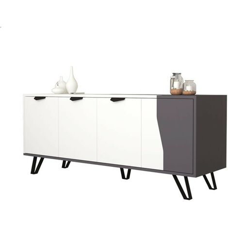 Buffet 4 portes blanc gris 160x45xh.77 cm (1/5)