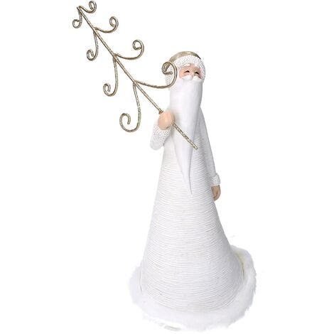 Père Noël en résine avec arbre blanc 13x12h27 cm (1/5)