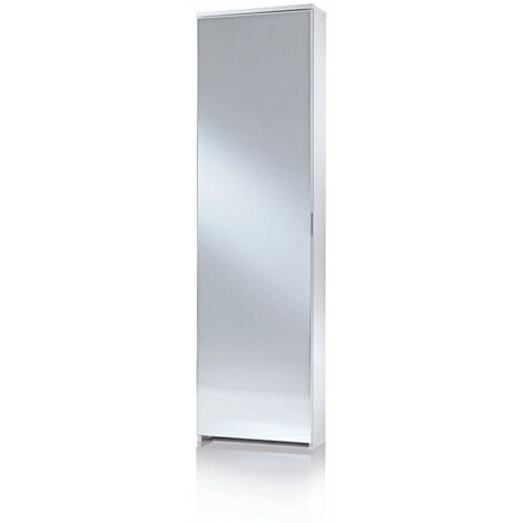 Étagère à chaussures miroir 50x18x178cm – 5 conteneurs pour 10 paires – Fabriquée en Italie – Meuble moderne blanc – Terraneo