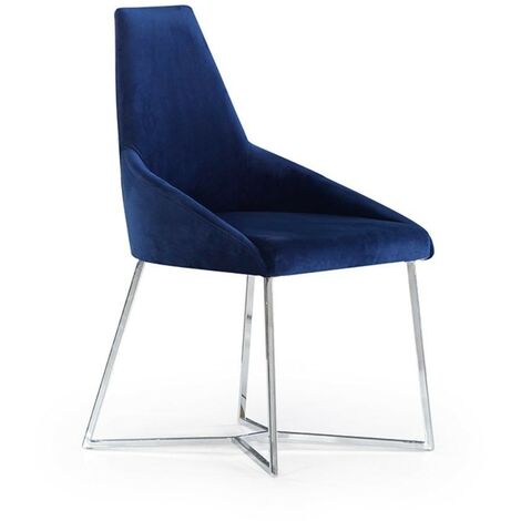 Chaise Enzio en tissu bleu parlement (1/5)