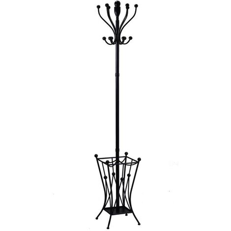 Porte-manteau en métal noir avec porte-parapluie (1/5)
