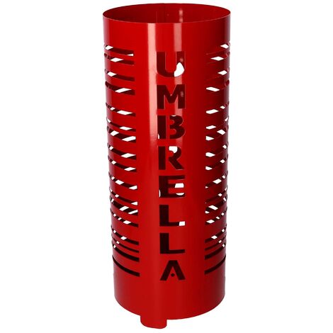 Porte-parapluie en métal avec inscription Umbrella, rouge, rond, ø19cm x H49cm (1/3)