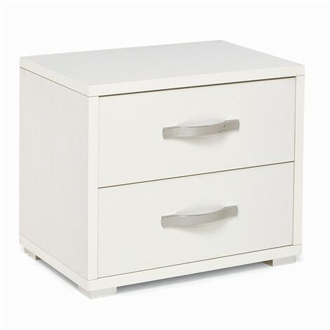 Table de chevet avec 2 tiroirs en frêne blanc en bois mélaminé 36x52xH 43 (1/5)