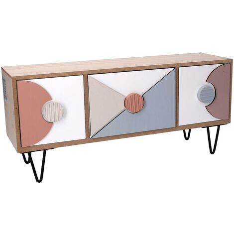 Organiseur en bois avec 3 tiroirs multicolores 37,5x11,5x17 cm