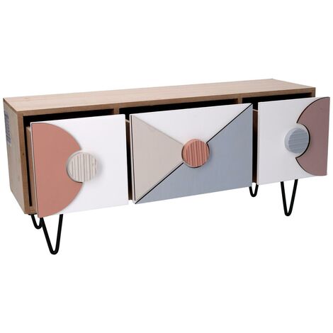 Organiseur en bois avec 3 tiroirs multicolores 37,5x11,5x17 cm