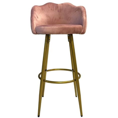 Tabouret Orel en velours rose avec pieds dorés mats Design élégant et confortable (1/3)