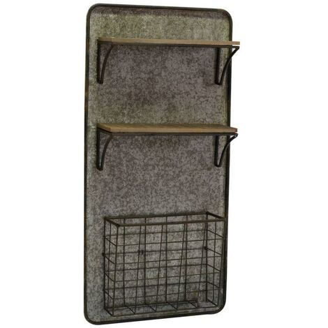 Étagère bois métal 2 étagères avec rangement cm38,5x11,5h78 (1/5)
